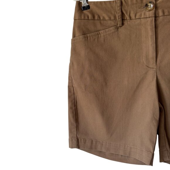 Land's End Chino Shorts Sz 2 Flat Front Straight leg Mid Rise Preppy Classic - Picture 6 of 9